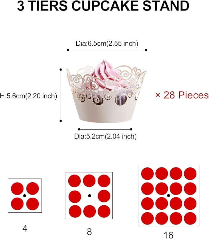 Cupcake Stand with Base, 3-Tier Square Acrylic Cupcake Display Stand Dessert Tower Pastry Stand Premium Cupcake Holder for Wedding Birthday Theme Party- Transparent