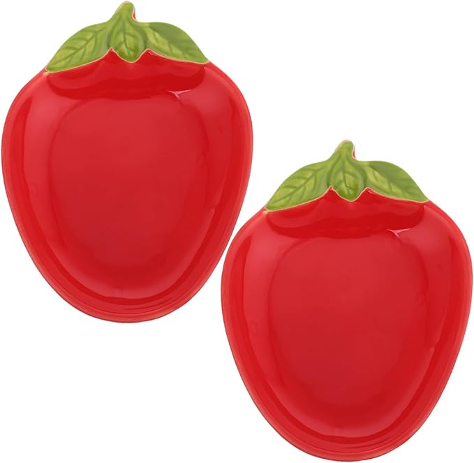 Hemoton 4pcs Creative Strawberry Ceramic Snack Plates Appetizer Dishes for Sushi Desserts and Sauces for Home Restaurant and Party Use