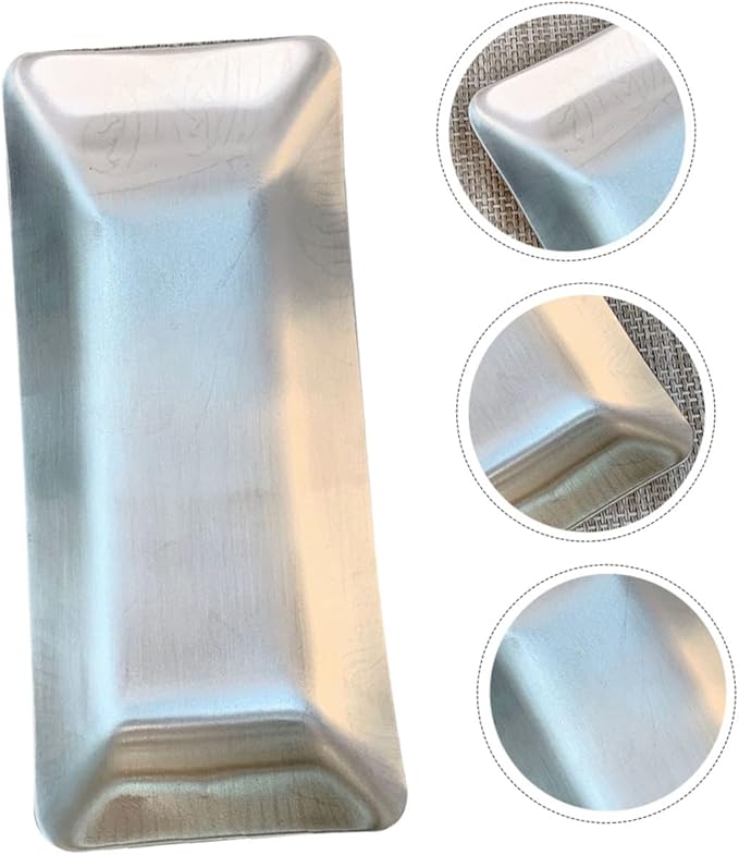 Cabilock Stainless Steel Plate Napkin Holder Diner Napkin Dish Silver Plate Trays for Hotel Bar