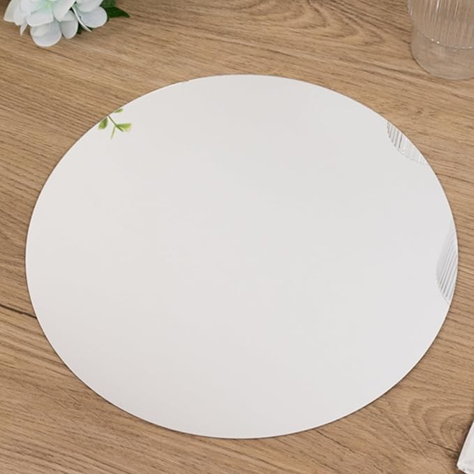 Efavormart 10 Pack Silver Round Acrylic Mirror Tray for Decoration, Circle Candle Plate Centerpiece Bases - 10"