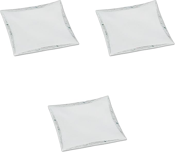 Set of 3 Ischin Raster Square Plates [8.5 x 8.5 x 0.8 inches (21.5 x 21.5 x 2 cm) | Setomonohonpo Square Plate, Ceramic
