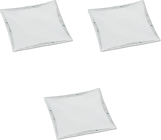Set of 3 Ischin Raster Square Plates [8.5 x 8.5 x 0.8 inches (21.5 x 21.5 x 2 cm) | Setomonohonpo Square Plate, Ceramic
