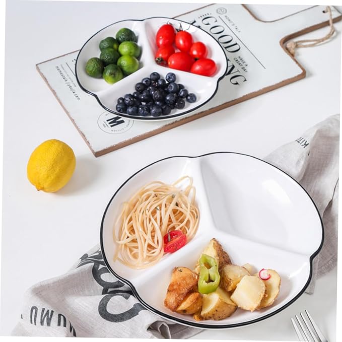 Ceramic Portion Control Plate Divided Dinner Plate for Diet Management for Serving Fruits Salads and Appetizers Heat Resistant Easy to Clean Design