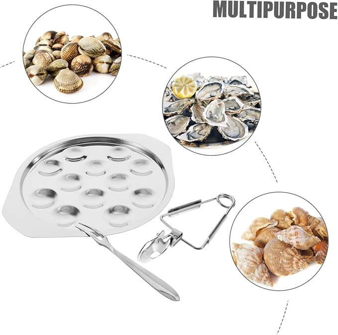LIFKOME 1set Escargot Plate Compartments Snail Mushroom Serving Tray Food Grade Stainless Steel for Seafood Snails and Appetizers
