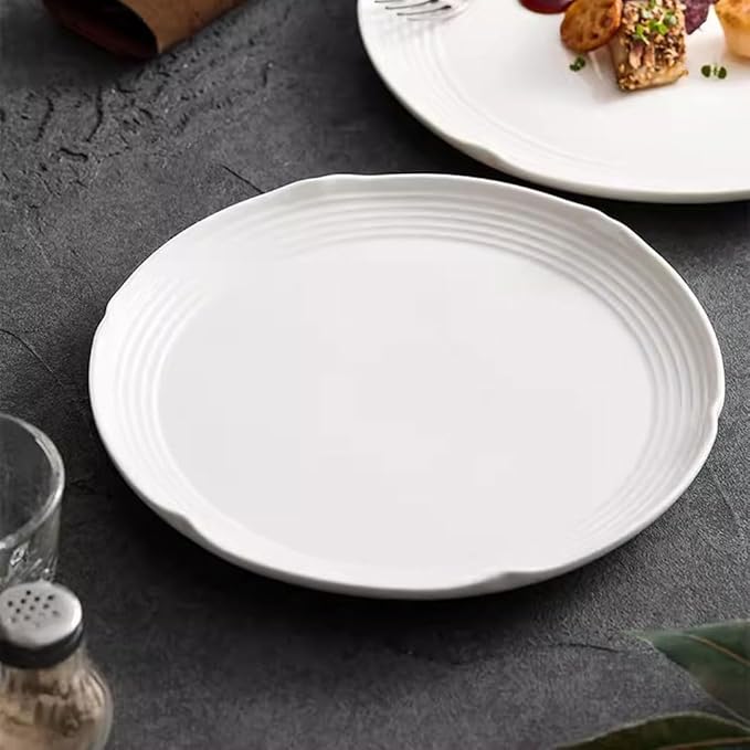 SONGCHAO Party Supplies Home Ceramic Dinner Plate Western Plate Steak Plate Restaurant Appetizer Plate Salad Plate Kitchen Tableware White Party Plates (Color : 25cm)