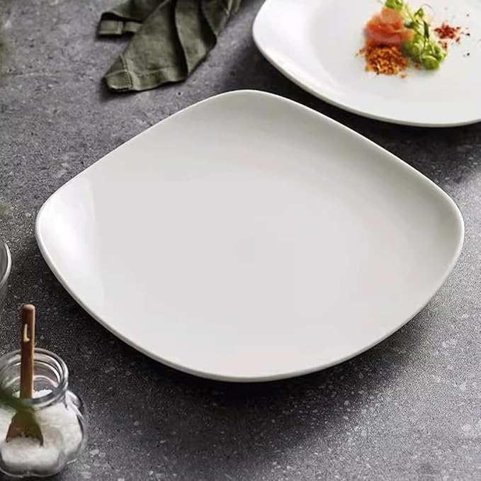 SONGCHAO Party Supplies Ceramic Dinner Plate Dish Plate Home Square Buffet Tableware Western Steak Plate Restaurant Appetizer Plate White Party Plates (Color : 9.5in)