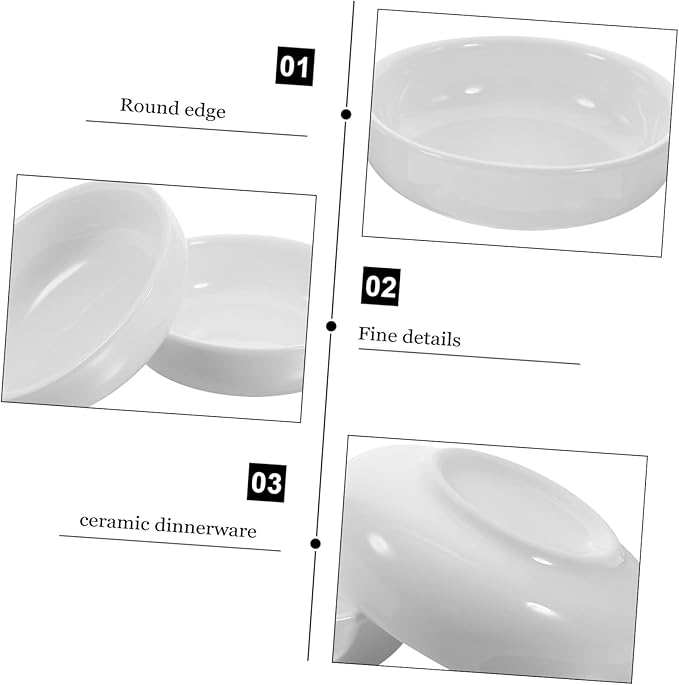 PRETYZOOM Appetizer Plates 6pcs Round Sauce Bowl for Sushi Sauce White Porcelain Holder