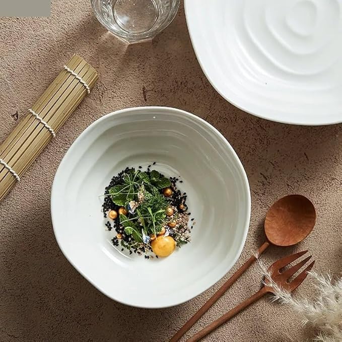 SONGCHAO Party Supplies Dish Plates Ceramic Fruit Salad Plates Irregular Shape Dinner Plates Restaurant Solid Color Tableware Ramen Noodle Bowls Soup Bowls Party Plates (Color : 11 inch)