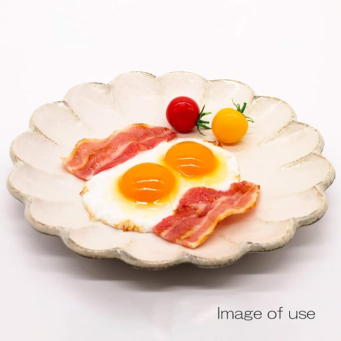 Utsuwaro-an Mino Ware 555-0018 Kaneko-Kohei Linker Plate, White, Kneeling Flowers, 9.4 Inches (24 cm) Diameter, for Curry, Pasta, Microwave and Dishwasher Safe, Made in Japan