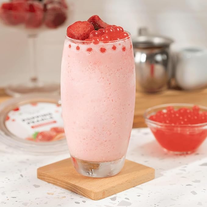 Tea Zone [1 Pound] Strawberry Popping Pearls, Bursting Pearls for Teas, Shakes, Smoothies, Dessert Toppings