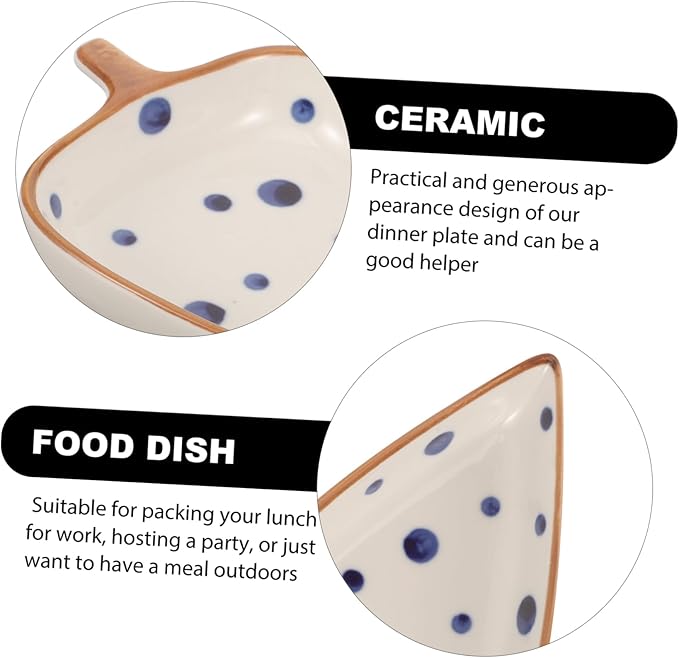 ABOOFAN Ceramic Snack Dish Leaf Design Dipping Sauce Plate for Appetizers and Desserts for Home and Restaurant Use Decorative Hand-painted Tabletop Serving Tray