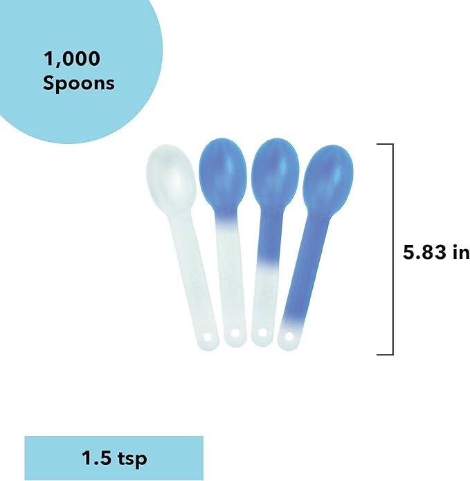 1000-Count XL Color Changing Ice Cream Plastic Spoons | Changes White to Blue When Cold | Perfect for Desserts, Yogurts, Ice Cream, Gelato | Frozen Dessert Supplies