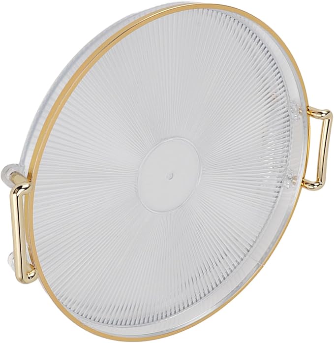 Dioche Elegant Round Serving Tray with Gold Handle and Golden - Multifunctional Display Tray for Fruits, Desserts, Snacks, and Decor (Transparent)