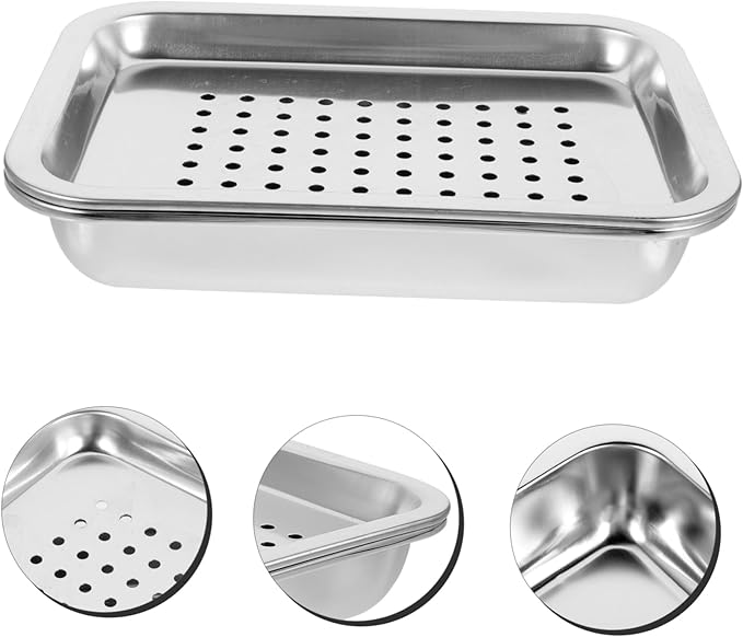 Home Kitchen Metal Tea Serving Tray Stainless Steel Teacup Holder Stacking Design