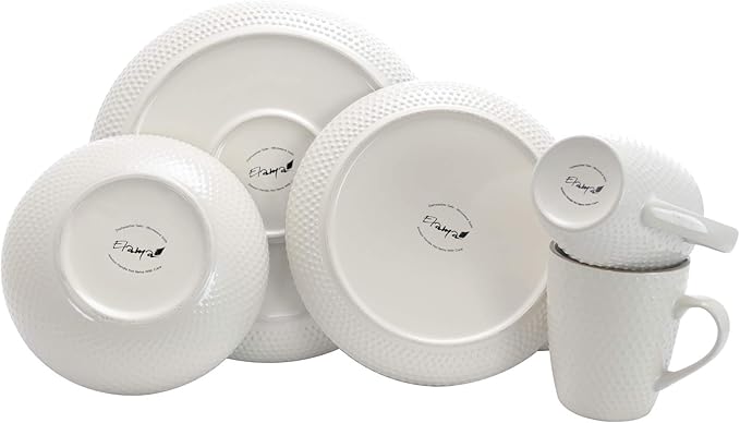 Elama Luxurious Mellow 16Piece Dinnerware Set in Powder Blue with Complete Setting for 4