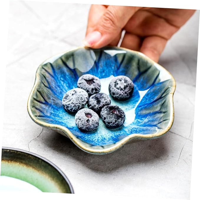 3pcs Ceramic Sauce Plates for Dipping and Appetizers Gradient Vintage and Original Rice for Condiments Parties and Entertaining