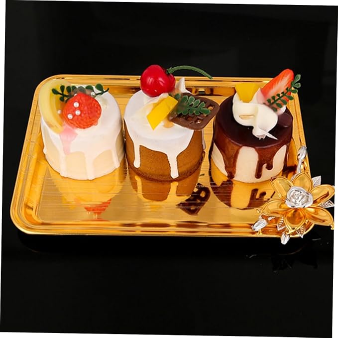 PRETYZOOM Decorative Metal Serving Tray for Snacks and Beverages Small Organizer for Parties Home and Restaurants Elegant Food Display and Storage