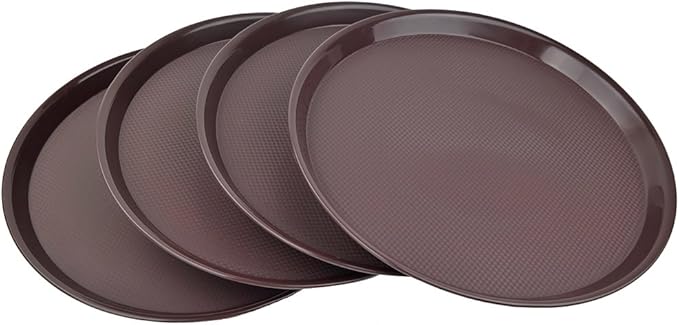 Ggbin Round Serving Tray for Food, Set of 4 Fast Food Serving Trays