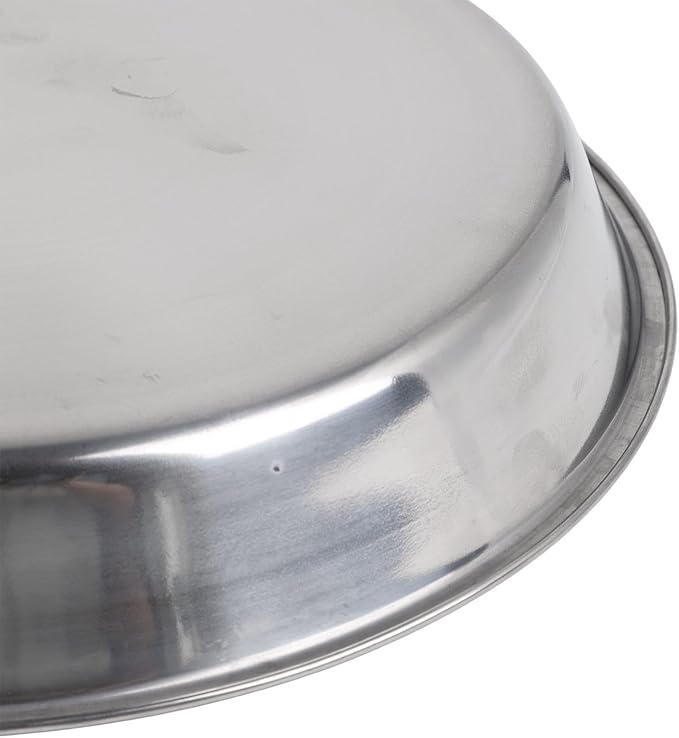 Stainless Steel Round Cake Plate, Rust-Proof Flat Serving Tray for Desserts and Pastries, Silver Non-Tip Baking Dish(28cm)