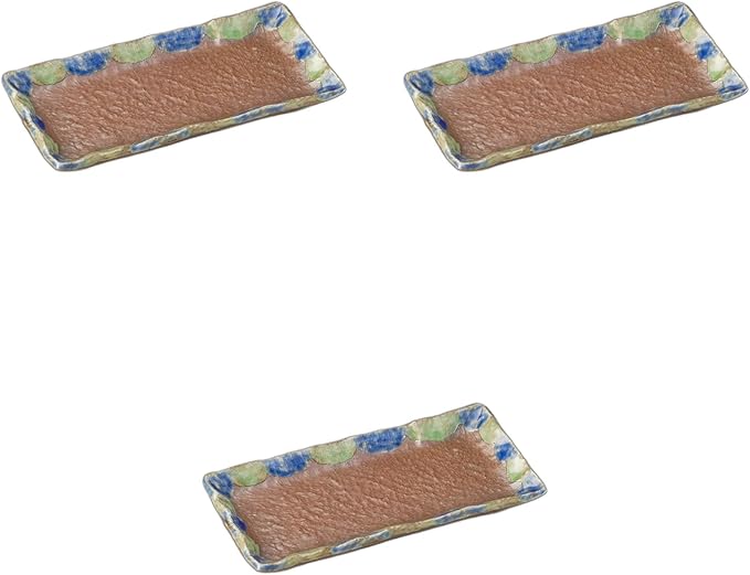 Setomonohonpo Set of 3 Glitter Serving Plates, 8.1 x 4.1 x 0.7 inches (20.6 x 10.4 x 1.8 cm) | Appetizer Plate, Porcelain