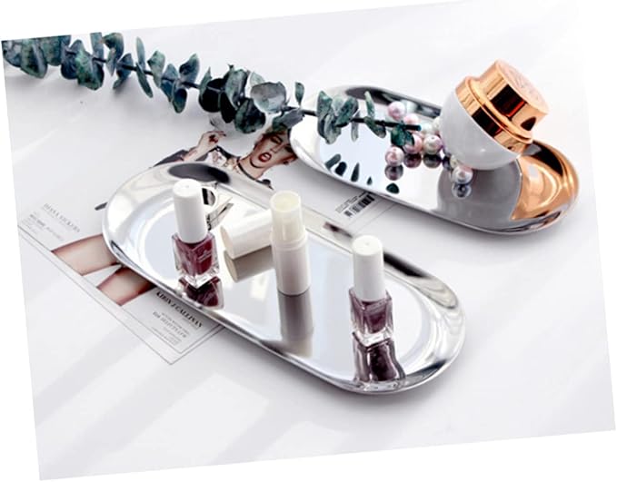 Professional Silver Tray for Serving and Bathroom Stainless Steel Large