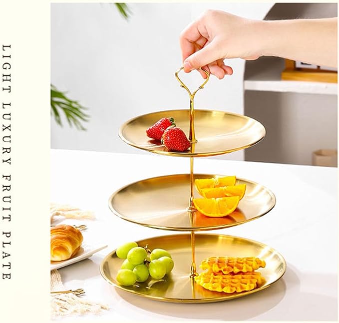 Stainless Steel 3 Tier Cupcake Stand, Tiered Trays Three Layer Cake Stand 3 Tier Serving Tray Platters for Pastry Dessert Candy Fruit Tea Party Wedding Platter (Silver)