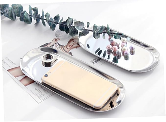 Professional Silver Tray for Serving and Bathroom Stainless Steel Large