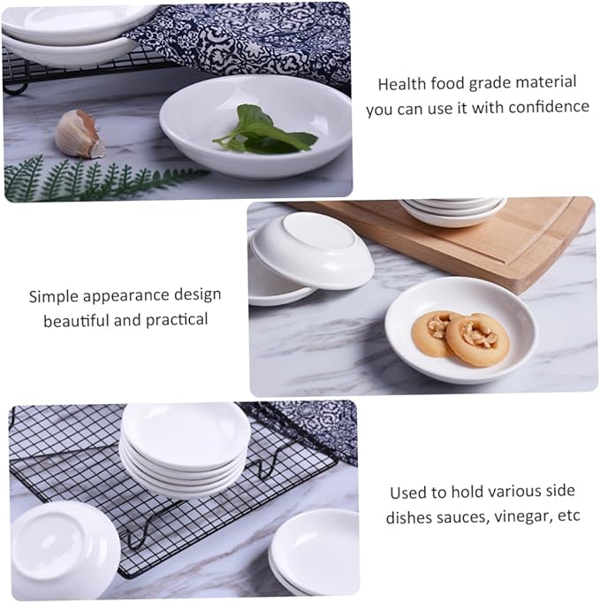 6pcs Ceramic Dipping Plates for Sauces Condiments and Appetizers Snack Dishes for Home Restaurants and Picnics Simple Design for Table Decoration