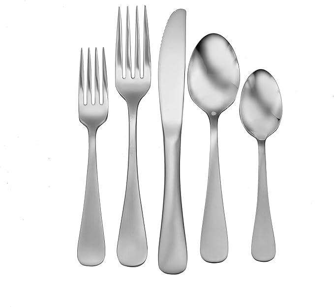 Liberty Tabletop Satin Annapolis 60 Piece Silverware Set Service for 12 Flatware Made in America USA