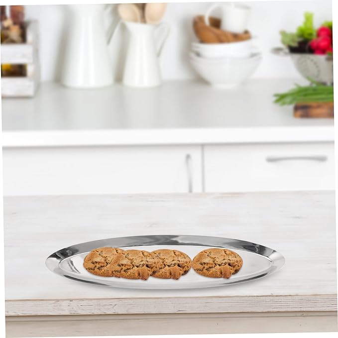 Stainless Steel Oval Snack Plate Heat-Resistant Food Serving Tray Sturdy Japanese Style Dish for and Appetizers for Parties and Restaurants