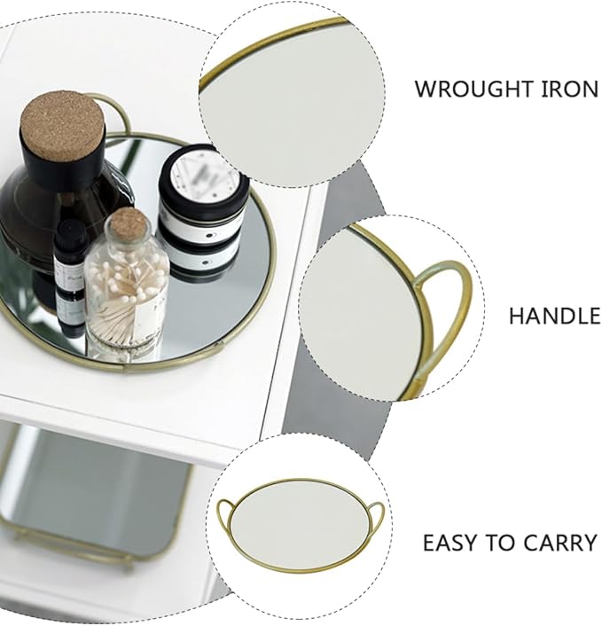 IMIKEYA 1pc Round Serving Tray with Handles Decorative Dinner Plate for Home Tableware for Cake Fruit Snacks Easy to Carry Suitable for Kitchen Dining and Parties