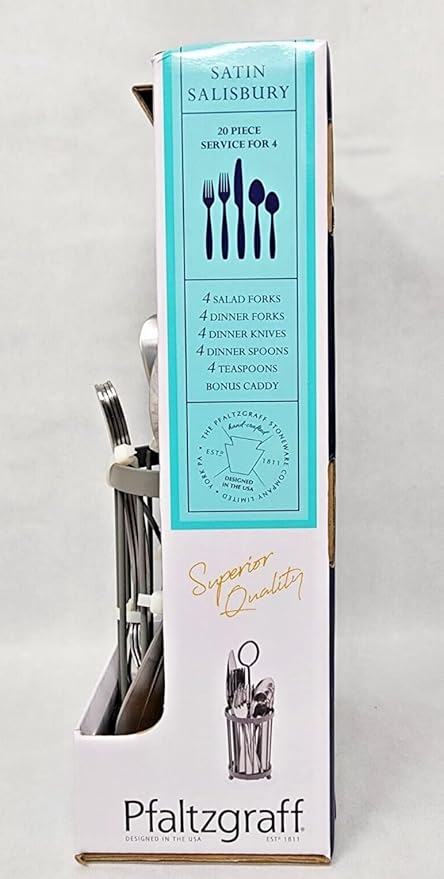 Salisbury Satin 20 Piece Flatware Set with Caddy, Service for 4
