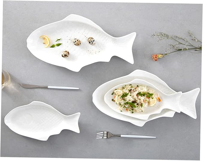 Zerodeko Ceramic Fish Shaped Dish Creative Plate for Snack Storage Unique Design for Home and Restaurant Use Eye-catching Serving Tray for Parties and Gatherings