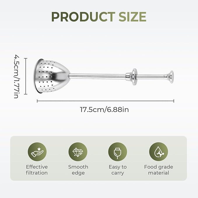 Stainless Steel Tea Diffuser,2025 New Tea Strainer Tea Infuser for Loose Leaf Tea,Creative Tea Spoon With Handle,Fine Holes Tea Interval Filter,Tea Holder Steeper for Tea Accessories (Silver D/1pcs)