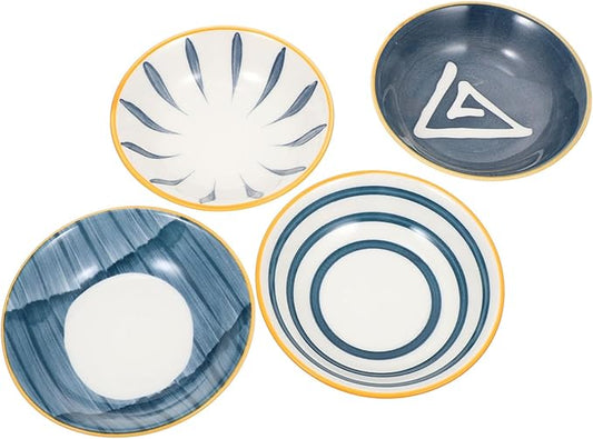 4pcs Ceramic Sauce Dishes Japanese Style Serving Plates for Sushi Soy Sauce Vinegar Seasoning Dipping Appetizer