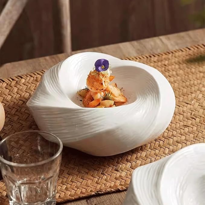 SONGCHAO Party Supplies Ceramic Dinner Plate Home Salad Plate Deep Plate Hotel Restaurant Western Food Plate Appetizer Plate Cold Dish Plate Party Plates (Color : 23cm)