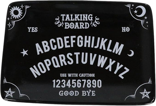 Ebros Gift Wicca Occult Paranormal Talking Board Ouija Planchette Gothic Rectangular Trinket Jewelry Dish Or Appetizer Plate Serveware Bone China Ceramic 6.5" by 4.5"