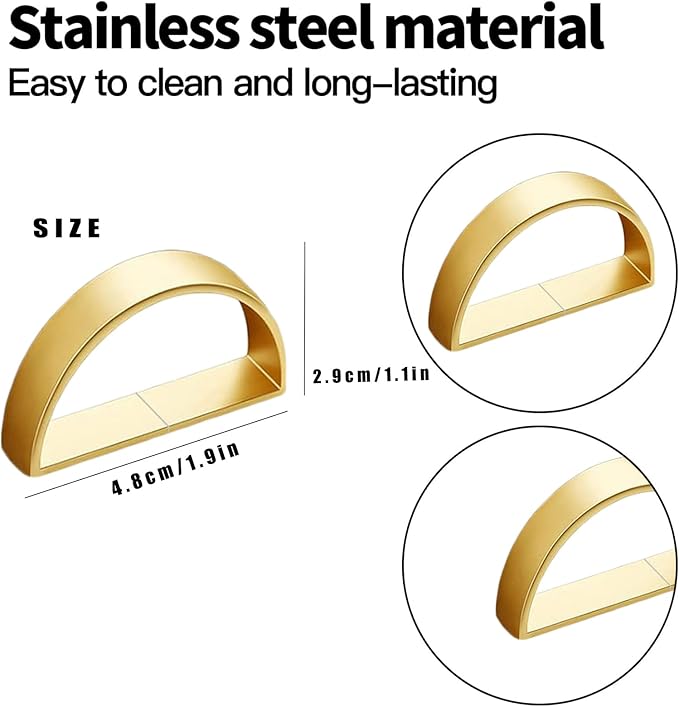 80 Pcs Gold Napkin Rings - Metal Napkin Ring(Semicircle) Stainless Steel Napkin Rings for Table Settings Wedding Christmas Party Dinner Table