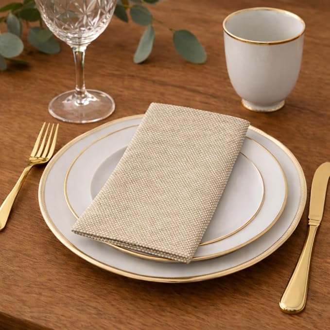 Made in Italy Linen-Feel Disposable Guest Towels - Premium Airlaid Cloth-Like Bathroom Napkins, Soft & Absorbent Luxury Hand Towels, Elegant Dinner Napkins for Parties