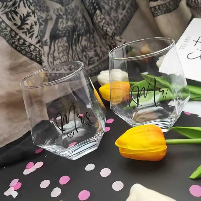 Mr and Mrs Wine Glasses for Bride and Groom -Gifts for Bridal Shower Engagement Wedding and-Married Anniversary-His & Hers wine glasses set of 2 Engagement Gift，wedding gifts for Couples 2025