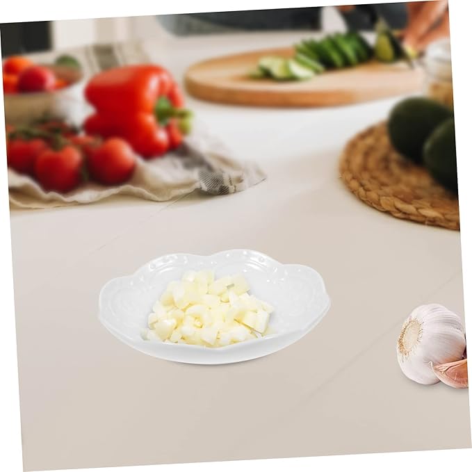 2pcs Ceramic Sauce Dishes Dipping Bowl Embossed Porcelain Appetizer Plates White Style
