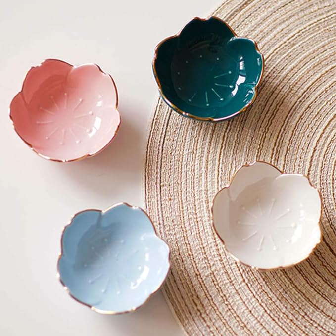 2pcs Ceramic Dip Bowls Sauce Dishes Seasoning Serving Bowl Sushi Soy Plate for Snack Sushi Fruit Appetizer Dessert-Pink