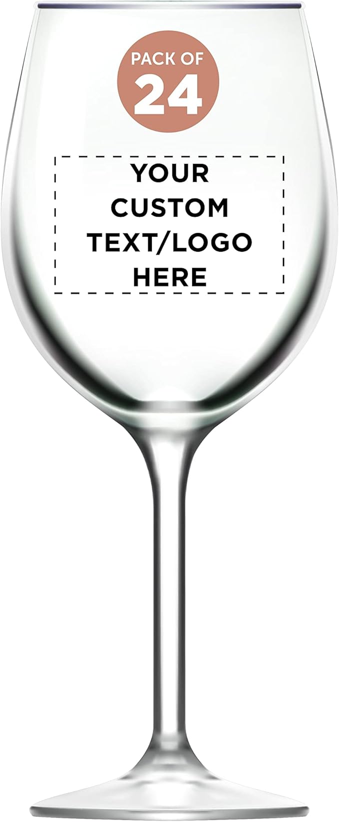Custom Wine Glasses 14 oz. Set of 24, Personalized Bulk Pack - Restaurant Glassware, Perfect for Red Wine, White Wine, Cocktails and More - Clear