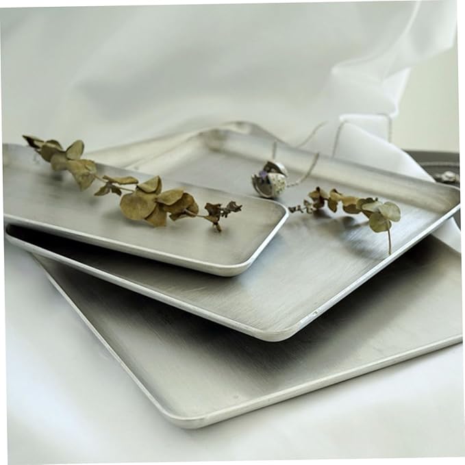 Vintage Aluminum Serving Tray Small Silver Decorative Food Plate for Kitchen Party Dessert Display and Storage Retro Style Buffet and Cafe Use