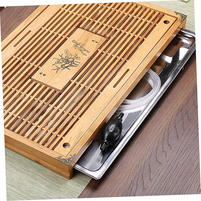 Cabilock Stainless Steel Tea Tray Rectangular Serving Tray for Tea Set Kitchen Accessory for Home Use