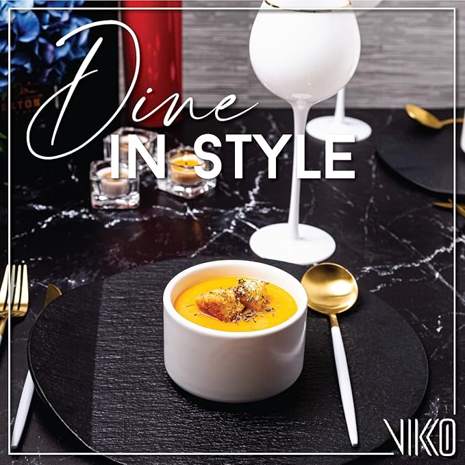 Vikko Modern Soup Bowls, Set of 4 Matte White Porcelain Bowls, Stackable 14 oz Elegant Restaurant Style Soup Bowl Set, Microwave and Dishwasher Safe