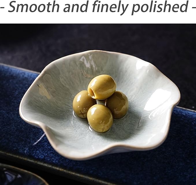 Dxcaicc 4 Pcs Ceramic Soy Sauce Dish,Mini Appetizer Plates,Ceramics Seasoning Dishes,Sushi Vinegar Bowl,BBQ, Condiments, Appetizer, Dessert, Sushi,B