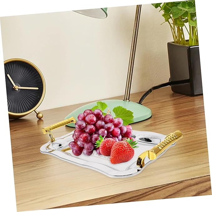PRETYZOOM Vintage Serving Tray for Fruit and Snacks Elegant Decorative Platter for Home Ktv and Restaurant Use Sturdy Stainless Steel Design for Easy Serving