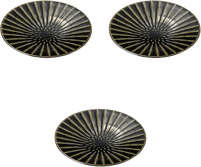 Set of 3, Focus Oribe Ring Double 6.5 Plates, 7.7 x 1.3 inches (19.5 x 3.3 cm) | Central Plate Ceramics Setomonohonpo
