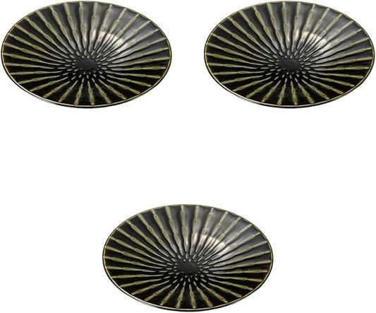 Set of 3, Focus Oribe Ring Double 6.5 Plates, 7.7 x 1.3 inches (19.5 x 3.3 cm) | Central Plate Ceramics Setomonohonpo
